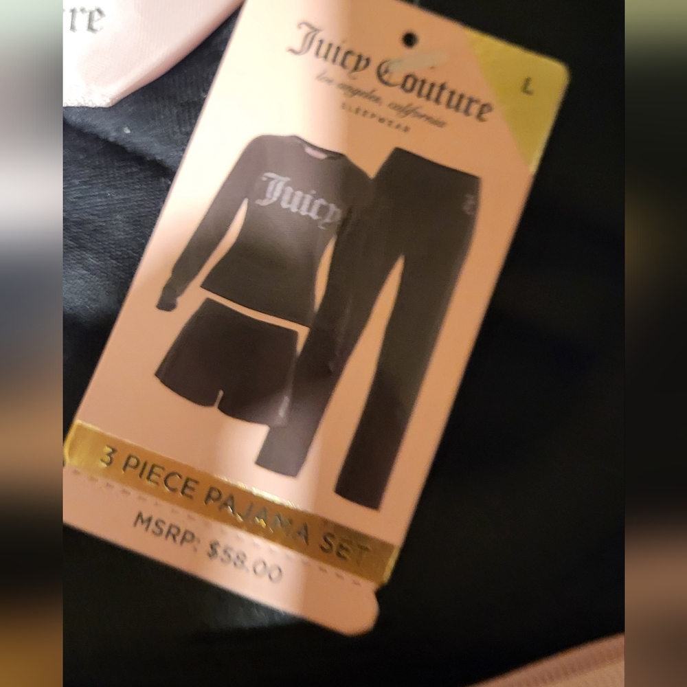 Juicy Couture Black Velour Top with Rhinestones PAJAMAS - Picture 2 of 2